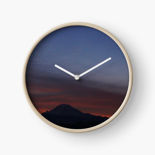 Mountain dancing with crescent moon and Jupiter Clock