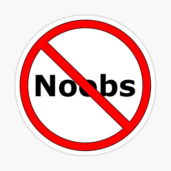 No Noobs Stickers Redbubble - walking noob roblox by memestickersco redbubble