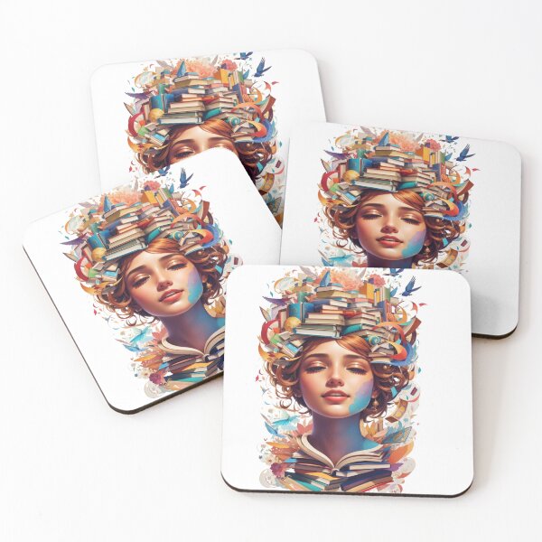 Item preview, Detailed beautiful illustration of a person with head full of books and stories designed and sold by rhashhab.