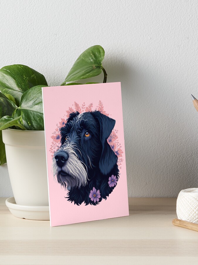 Schnauzer Cute Fluffy Dog Portrait Art Board Print