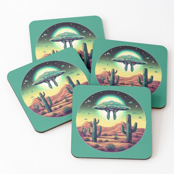 Item preview, UFO Above Cactus Dessert Scene designed and sold by Puristock.