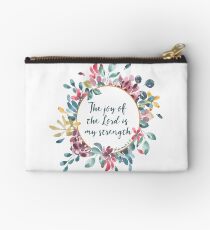 The Joy of the Lord | Bible Verse | Floral Watercolor Studio Pouch