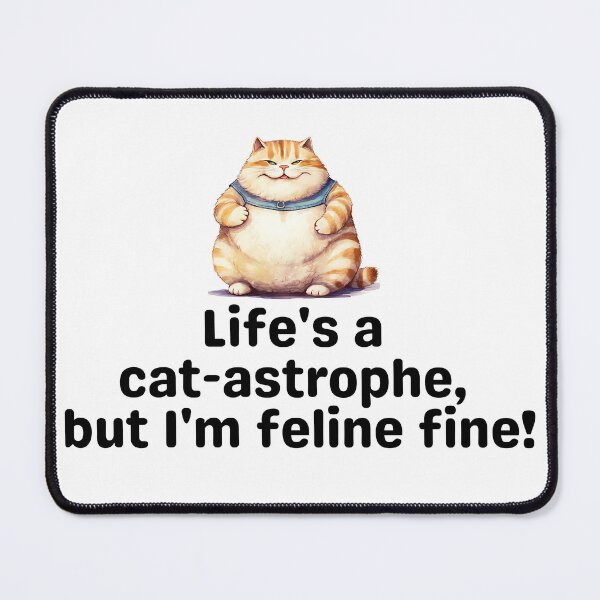 Item preview, Life's a cat-astrophe, but I'm feline fine!. Funny Cat Design designed and sold by KortsaCrea.