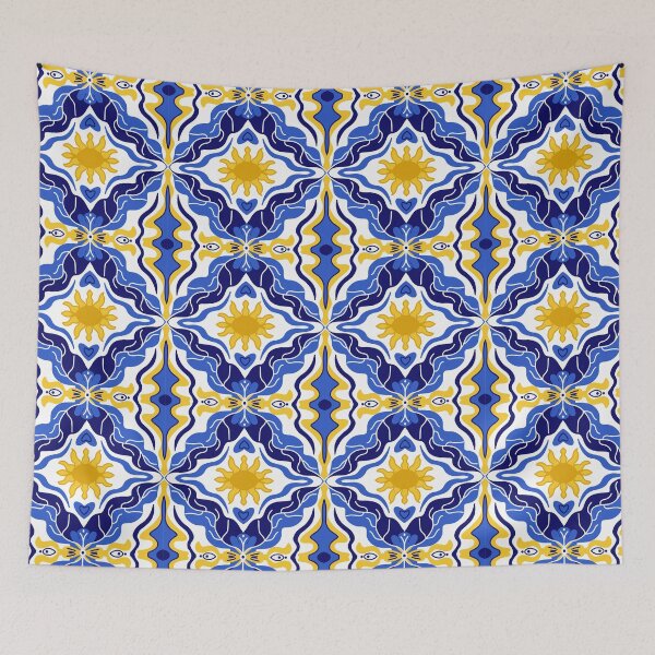 Item preview, Majolica Ceramic pattern blue yellow  designed and sold by Lucia-Fox.