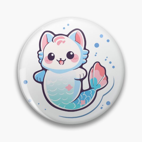 Item preview, Pink and Blue Cute Kawaii Cat Mermaid  designed and sold by CozyKawaiiArt.