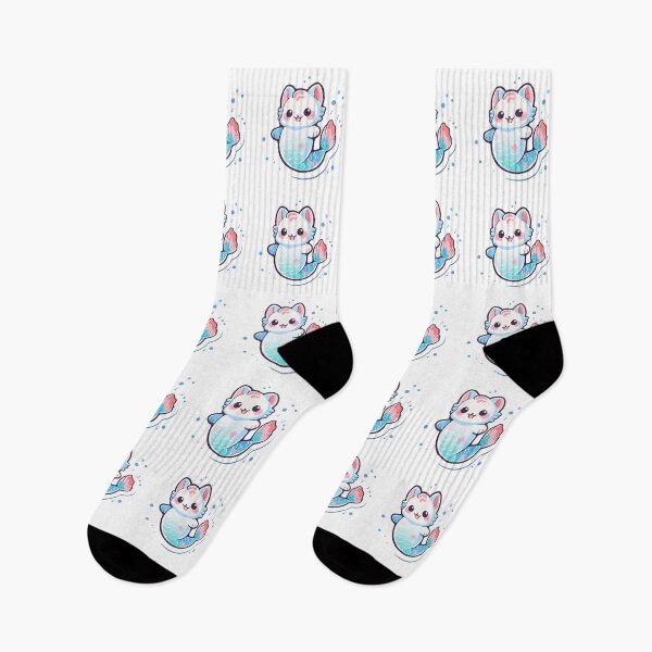Item preview, Pink and Blue Cute Kawaii Cat Mermaid  designed and sold by CozyKawaiiArt.