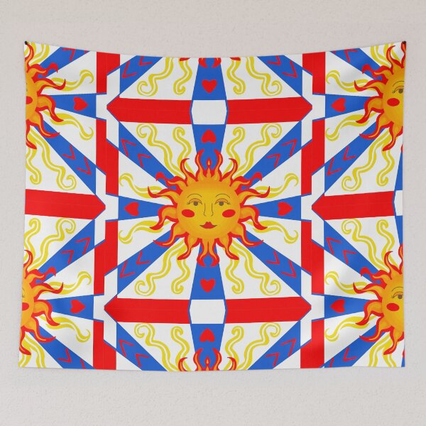 Item preview, Sun of mystery Majolica Ceramic pattern blue red  designed and sold by Lucia-Fox.