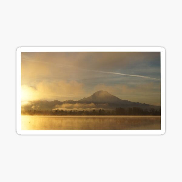 Rainier in the morning sun Sticker