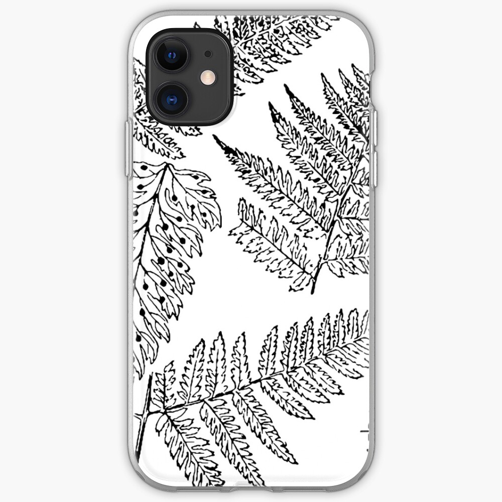 Botanical Scientific Illustration Black and White Fern iPhone Case & Cover