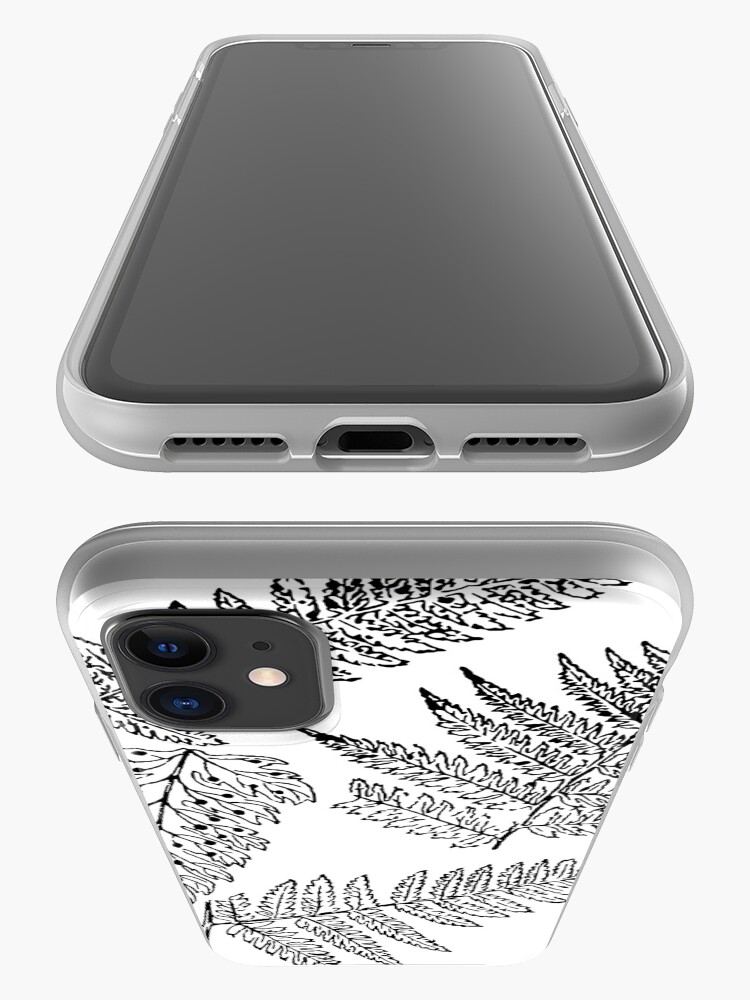 Alternate view of Botanical Scientific Illustration Black and White Fern iPhone Case & Cover