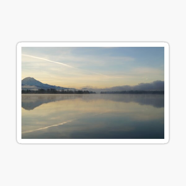 Mountain in morning relection Sticker