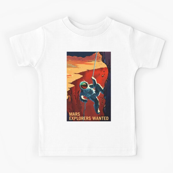 Mars - Explorers Wanted Astronaut Climbing Illustration Kids T-Shirt