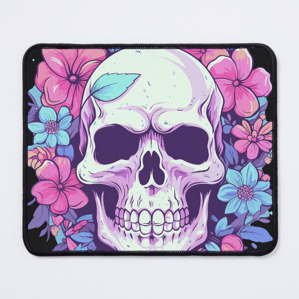 Item preview, Pastel Harmony: Floral Skull in Pink and Blue designed and sold by EmeraldeaArt.
