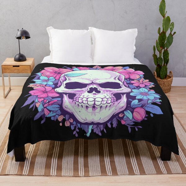 Item preview, Pastel Harmony: Floral Skull in Pink and Blue designed and sold by EmeraldeaArt.