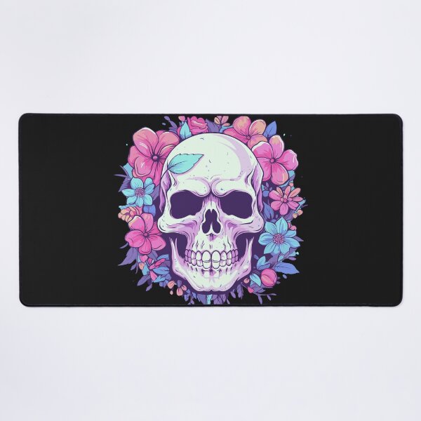 Item preview, Pastel Harmony: Floral Skull in Pink and Blue designed and sold by EmeraldeaArt.