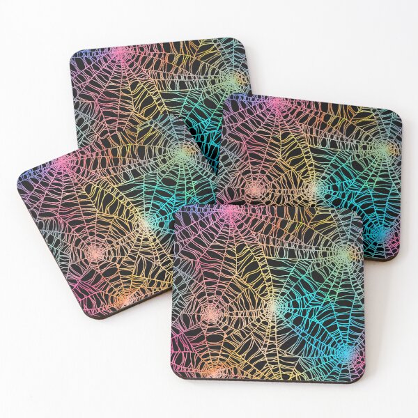 Item preview, Spooky hand drawn rainbow spider web cobweb pattern designed and sold by RedFinchDesigns.