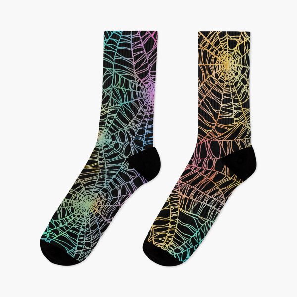 Item preview, Spooky hand drawn rainbow spider web cobweb pattern designed and sold by RedFinchDesigns.