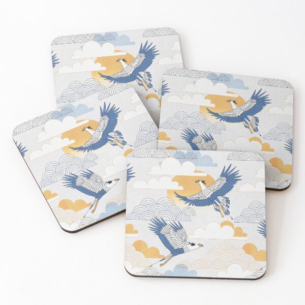Item preview, Bold Oriental Style Secretary Birds - Soft Skies designed and sold by TigaTiga.