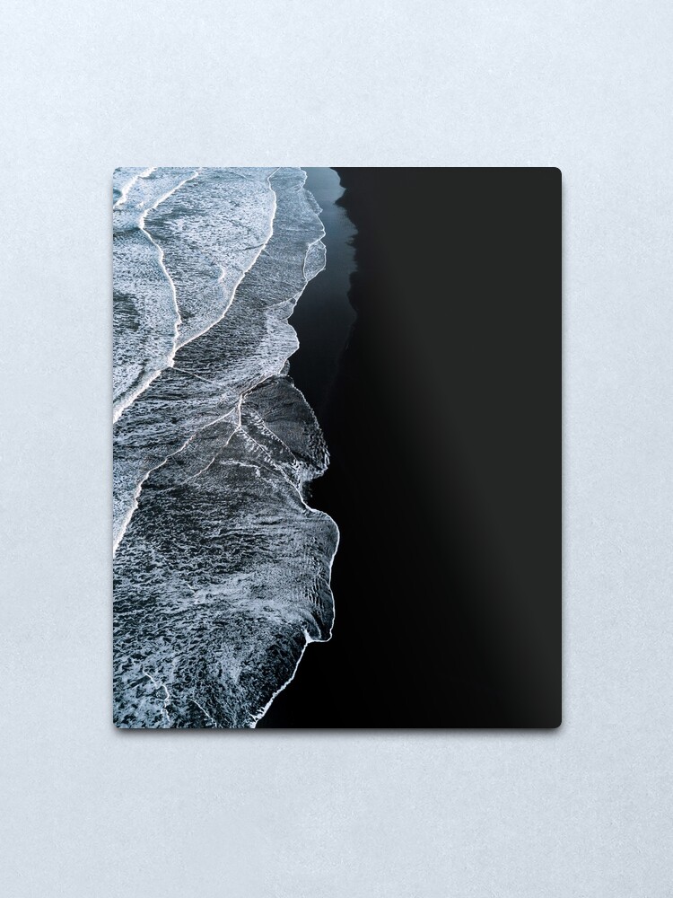 Alternate view of Minimalist waves and black sand beach in Iceland - Landscape Photography Metal Print