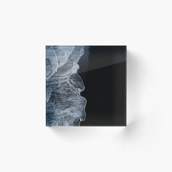 Minimalist waves and black sand beach in Iceland - Landscape Photography Acrylic Block