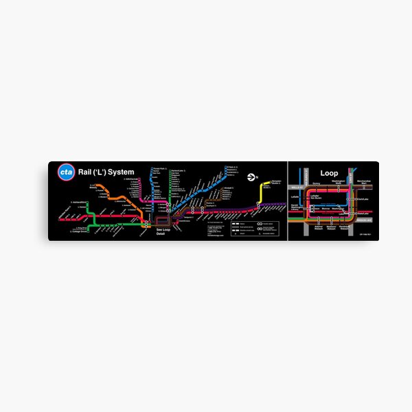 CTA MAP BLACK Canvas Print