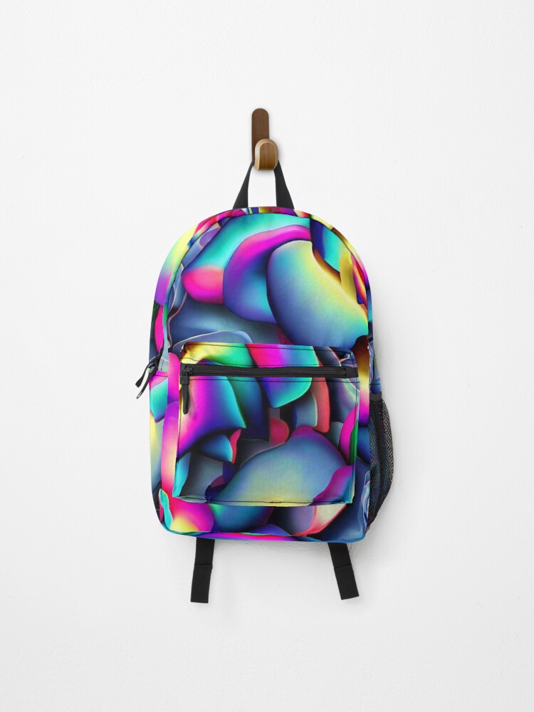 Thumbnail 1 of 3, Backpack, Vibrant 3D Roses - Rainbow Color Seamless Pattern designed and sold by ImgntnMonster.