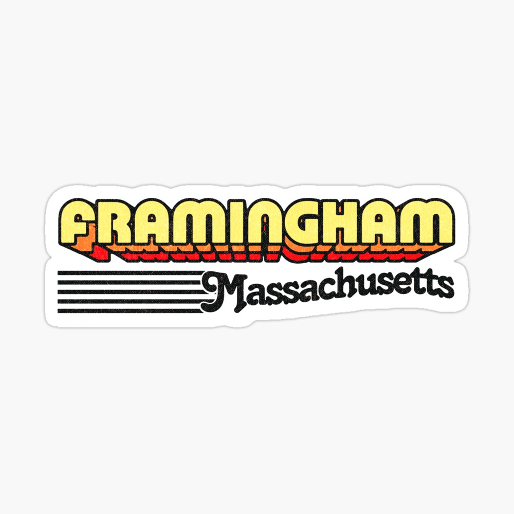 Framingham, Massachusetts | Retro Stripes Sticker