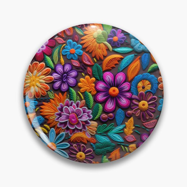 Item preview, Bright multicolours flowers embroidery lace type design pattern  designed and sold by Trendy-Artistry.