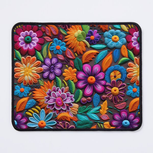 Item preview, Bright multicolours flowers embroidery lace type design pattern  designed and sold by Trendy-Artistry.