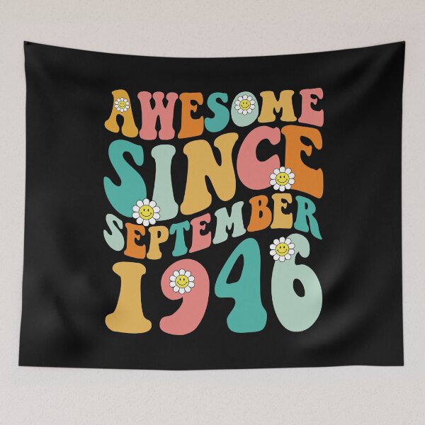 Item preview, Awesome Since September 1946 | Made In 1946 | Retro Groovy Birthday designed and sold by Christina-grich.