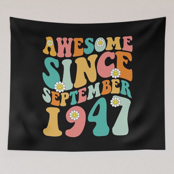 Item preview, Awesome Since September 1947 | Made In 1947 | Retro Groovy Birthday designed and sold by Christina-grich.