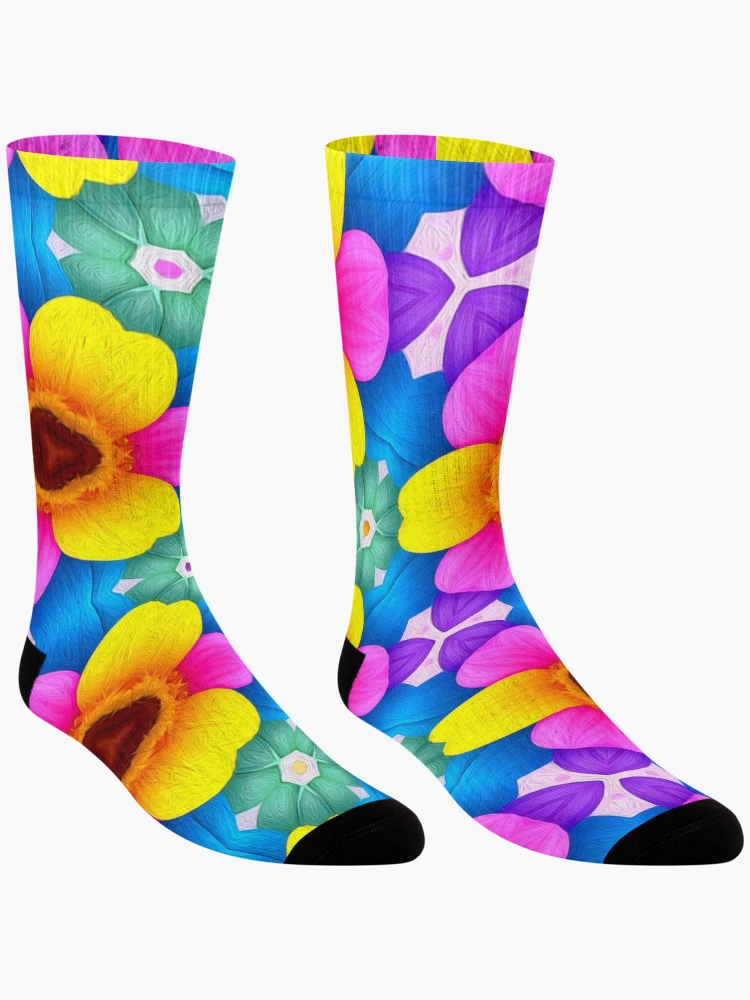 Thumbnail 3 of 5, Socks, Colorful AI Flower designed and sold by Patternflower.