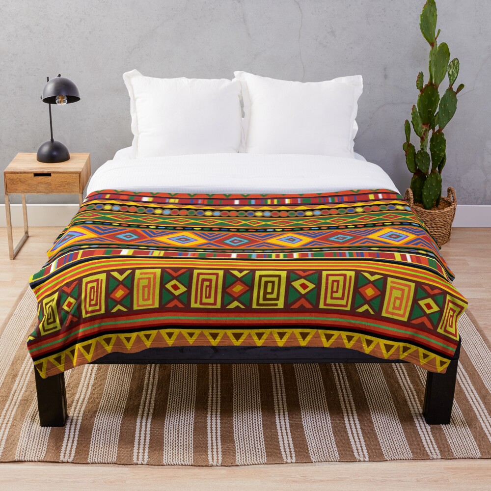 "Africa Ethnic Colorful Pattern Design" Throw Blanket by BluedarkArt