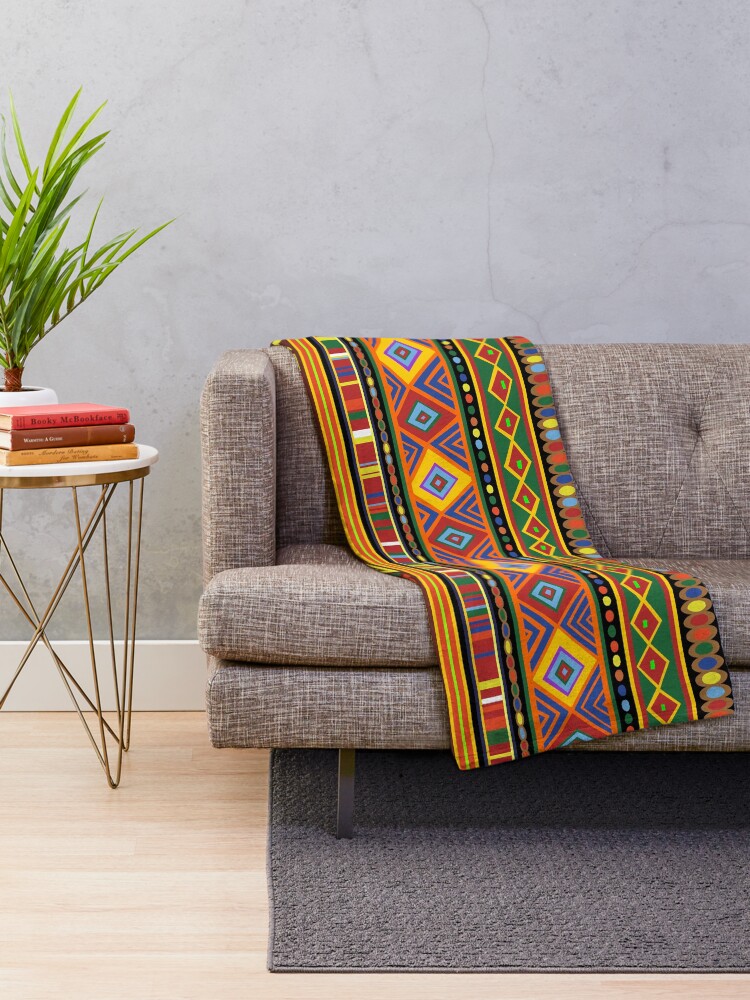 "Africa Ethnic Colorful Pattern Design" Throw Blanket by BluedarkArt
