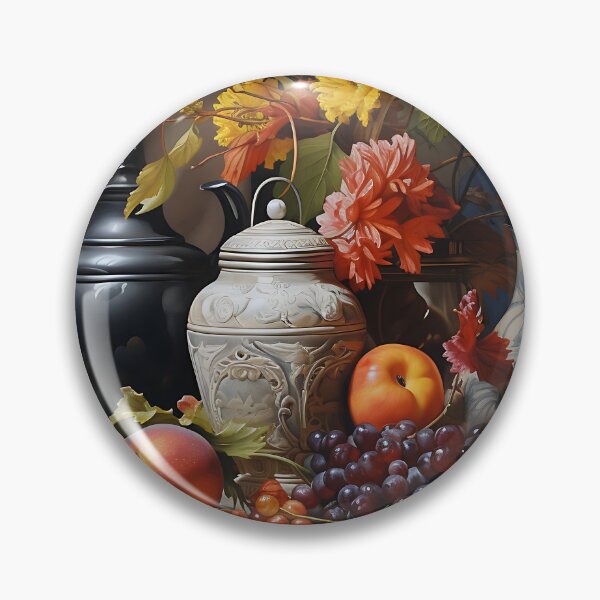 Item preview, Still life with flowers, fruit and jugs in the style of an oil painting designed and sold by Pflugart.