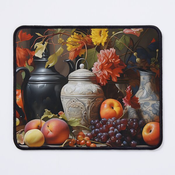 Item preview, Still life with flowers, fruit and jugs in the style of an oil painting designed and sold by Pflugart.