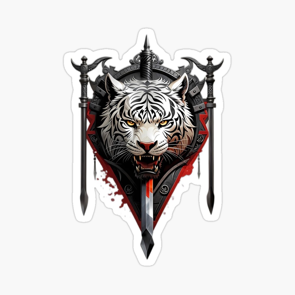 Tiger head banner logo with sigil