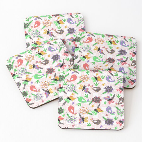 Item preview, Cute birds pattern with flowers and butterflies designed and sold by InkyPinky85.