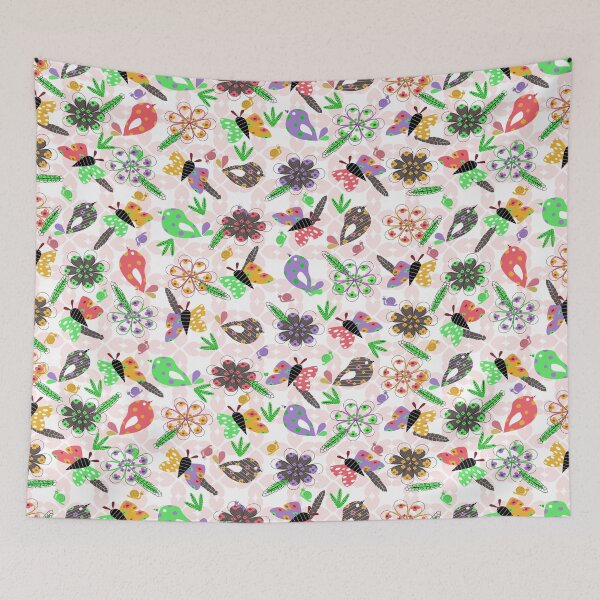Item preview, Cute birds pattern with flowers and butterflies designed and sold by InkyPinky85.