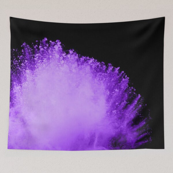 Item preview, The movement of abstract dust explosion frozen purple on black background. Stop the movement of powdered purple on black background. Explosive powder purple on black background. designed and sold by MTShoppingLine.