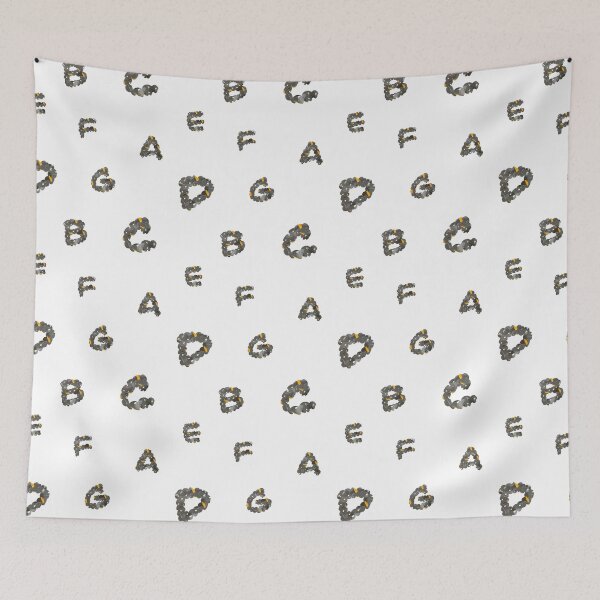 Item preview, Alphabet letter grey yellow textured cute pattern designed and sold by Yana Mustafina | Boho Soulful Designs.