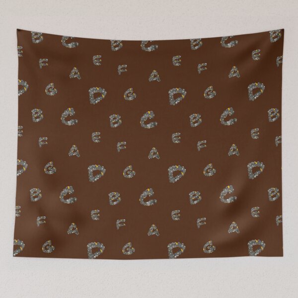 Item preview, Alphabet letter grey yellow texture brown pattern designed and sold by Yana Mustafina | Boho Soulful Designs.