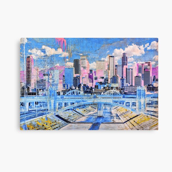 Los Angeles Cityscape in Baby Colors Canvas Print