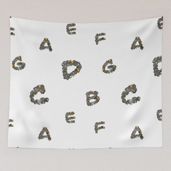 Item preview, Alphabet letter grey yellow texture simple pattern designed and sold by Yana Mustafina | Boho Soulful Designs.