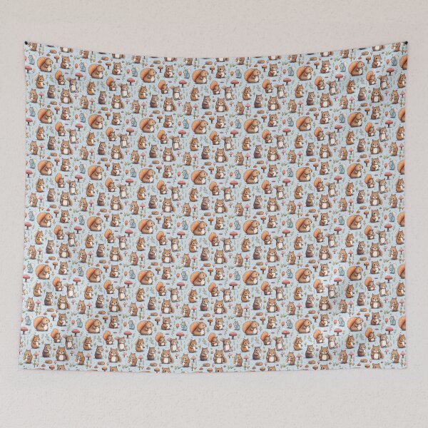 Item preview, Cute Squirrel in Blue Background, Pet, Animal, Cute Animal, Seamless, Animal Seamless designed and sold by puppynpaw.
