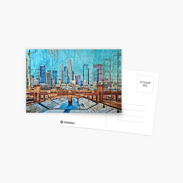 Los Angeles Cityscape In Gold Postcard