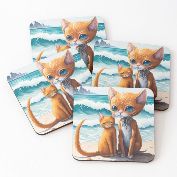 Item preview, Cute ginger Catirepto with her cat on vacation by the sea. designed and sold by SaraSumi.