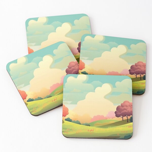Item preview, Paisaje abstracto con colinas y árboles y cielo nublado. designed and sold by osadchyii.