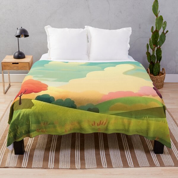 Item preview, Paisaje abstracto con colinas y árboles y cielo nublado. designed and sold by osadchyii.