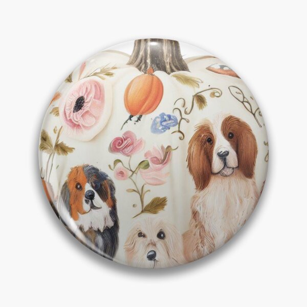 Item preview, Handpainted Floral Dog decor Halloween Pumpkin  designed and sold by RachelRebel.